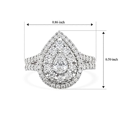 White Diamond G SI2 1.65 ctw Cluster Ring in 14K White Gold (Size 6.0) 4.30 Grams