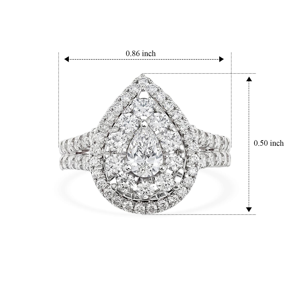 White Diamond G SI2 1.65 ctw Cluster Ring in 14K White Gold (Size 8.0) 4.30 Grams image number 5