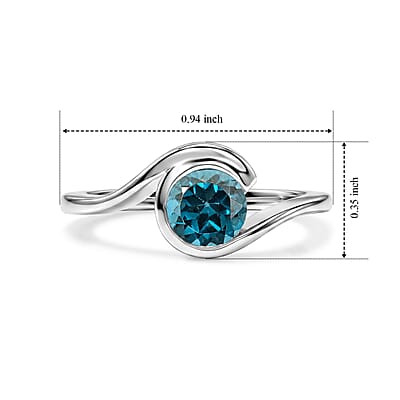 Teal Quartz 0.80 ctw Solitaire Ring in Sterling Silver (Size 8.0)