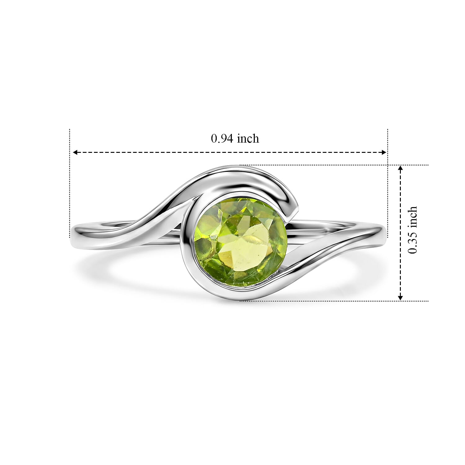 Hebei Peridot 0.80 ctw Solitaire Ring in Sterling Silver (Size 8.0)