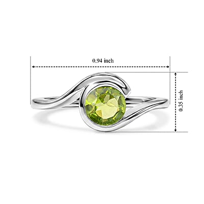 Hebei Peridot 0.80 ctw Solitaire Ring in Sterling Silver (Size 8.0)