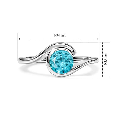 Blue Topaz 0.80 ctw Solitaire Ring in Sterling Silver (Size 6.0)