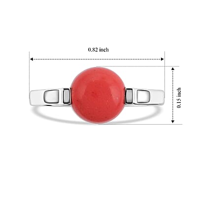 Red Coral (D) Solitaire Ring in Sterling Silver