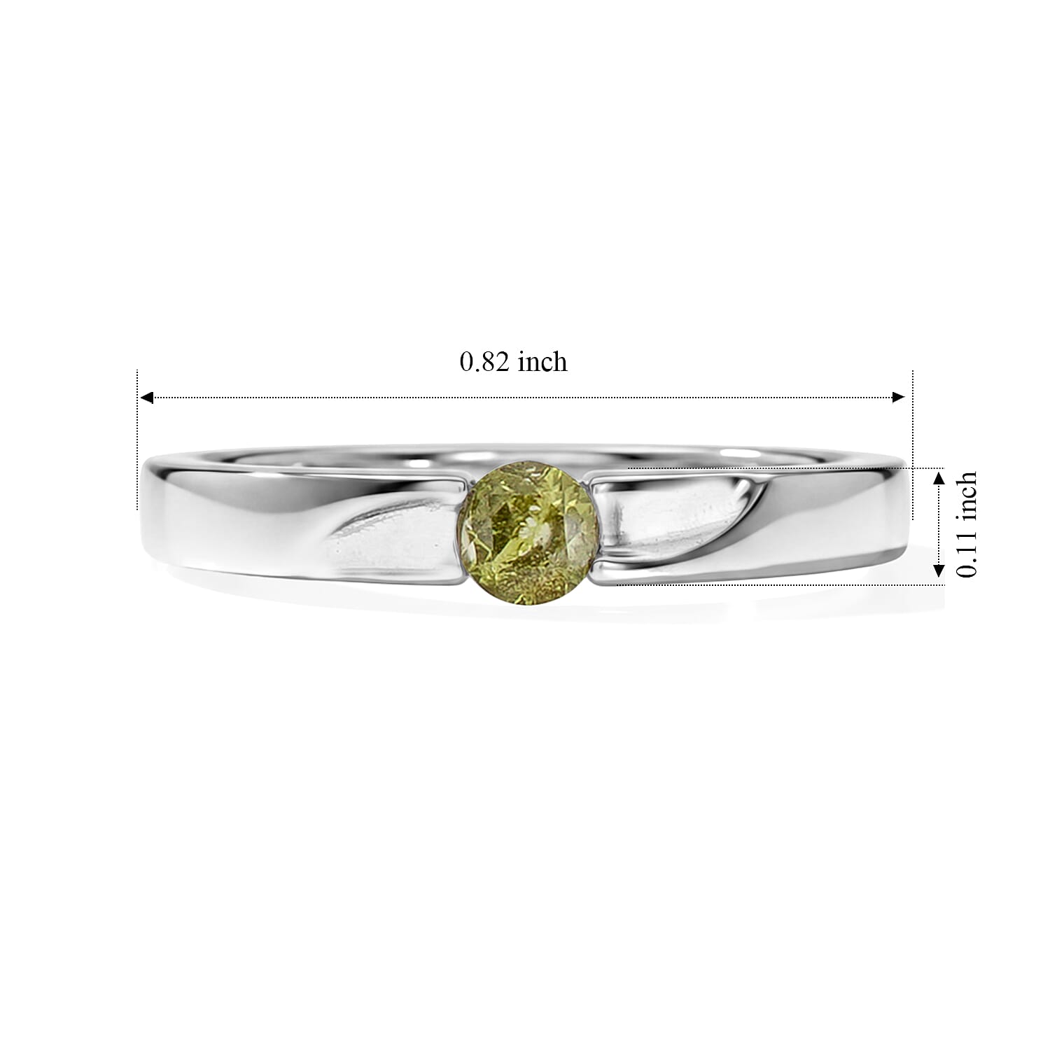 Hebei Peridot 0.12 ctw Solitaire Ring in Sterling Silver (Size 8.0)