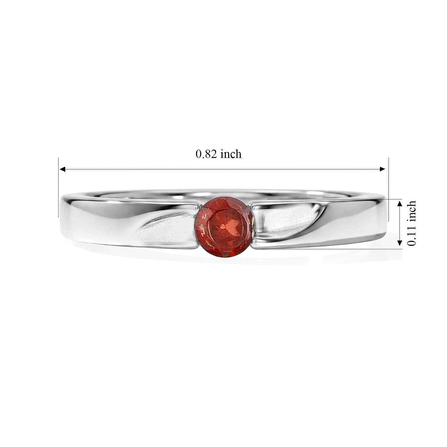 Red Garnet 0.12 ctw Solitaire Ring in Sterling Silver (Size 10.0)