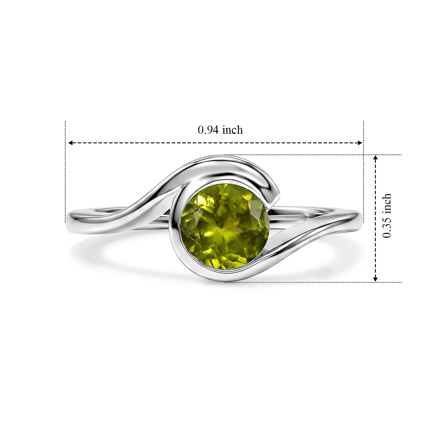 Hebei Peridot 0.45 ctw Solitaire Ring in Sterling Silver (Size 5.0)