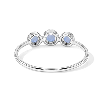 Tanzanite 0.32 ctw 3 Stone Ring in Sterling Silver (Size 7.0)