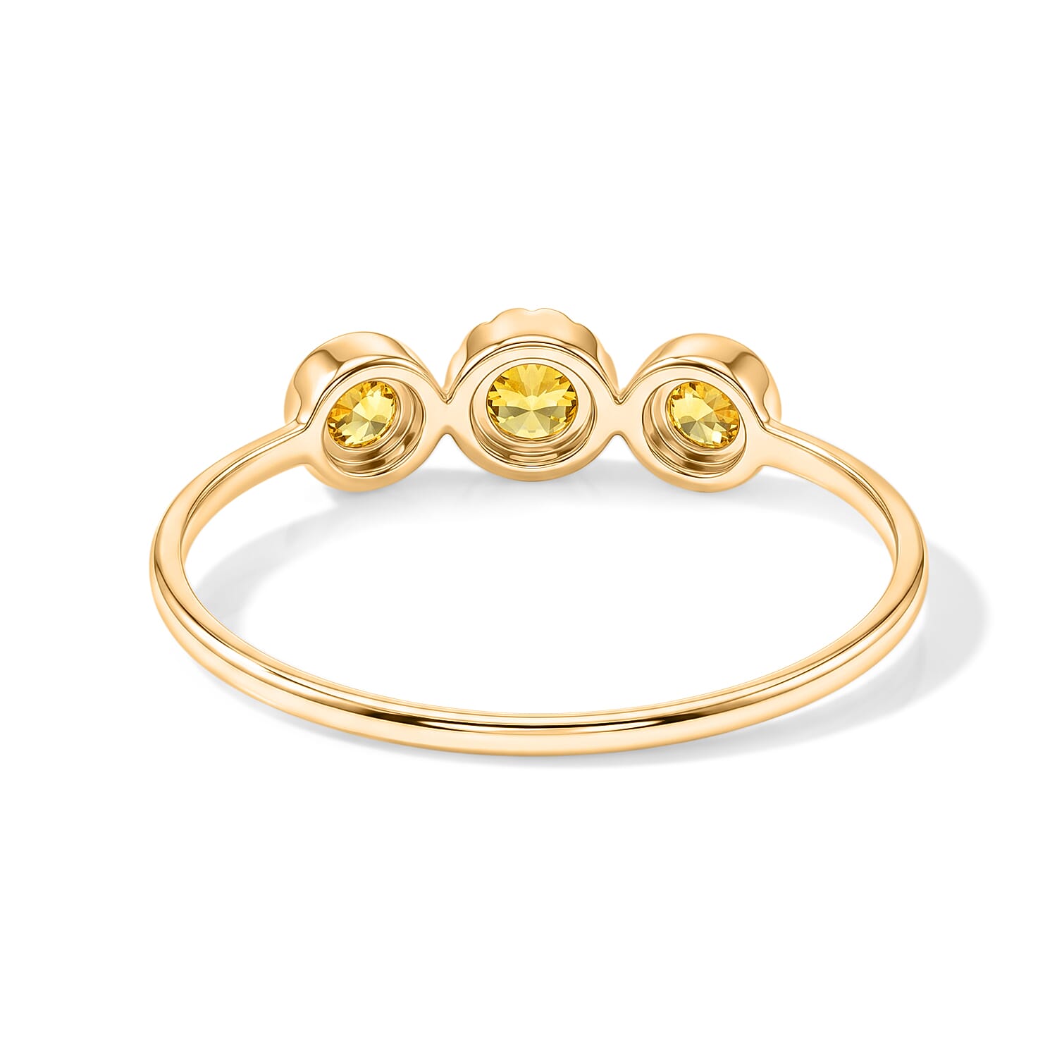Simulated Yellow Diamond 0.58 ctw 3 Stone Ring in 14K Yellow Gold Over Sterling Silver (Size 9.0)