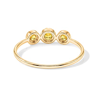 Simulated Yellow Diamond 0.58 ctw 3 Stone Ring in 14K Yellow Gold Over Sterling Silver (Size 9.0)