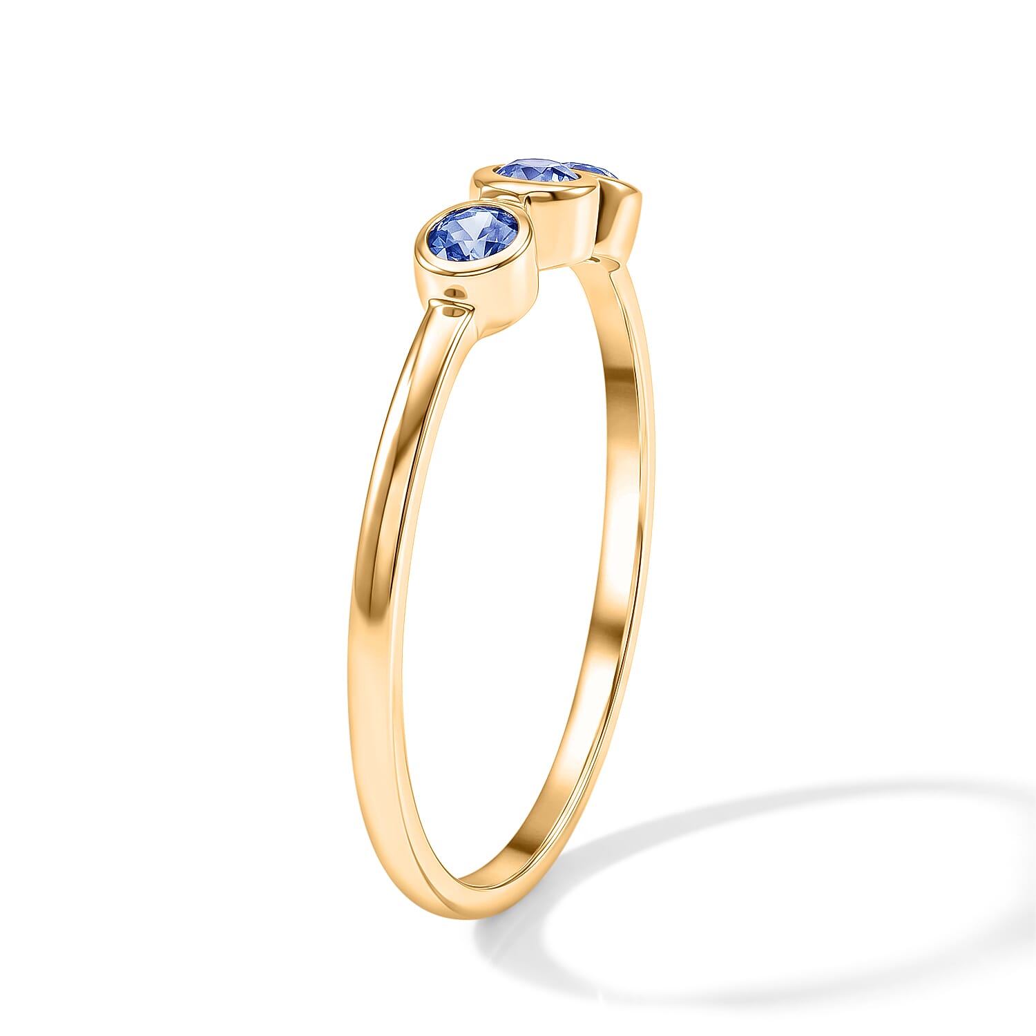 Tanzanite 0.09 ctw 3 Stone Ring in 14K Yellow Gold Over Sterling Silver (Size 8.0)