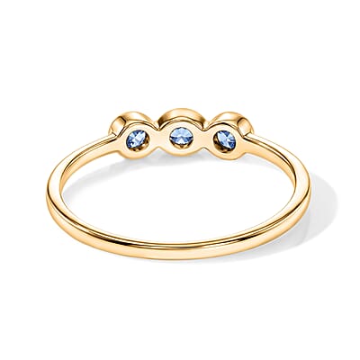 Tanzanite 0.09 ctw 3 Stone Ring in 14K Yellow Gold Over Sterling Silver (Size 8.0)