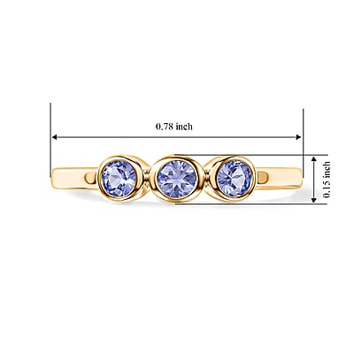 Tanzanite 0.09 ctw 3 Stone Ring in 14K Yellow Gold Over Sterling Silver (Size 8.0)
