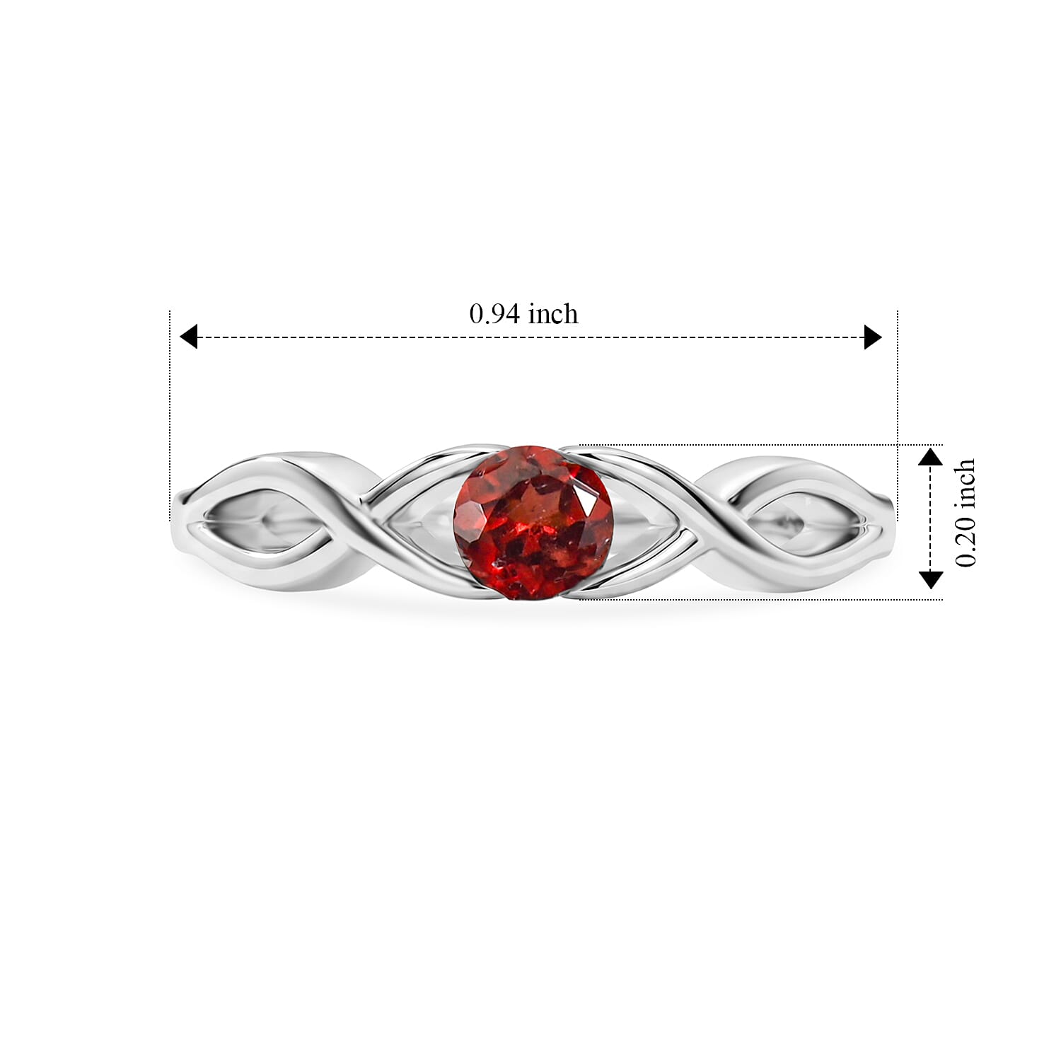 Red Garnet 0.25 ctw Infinity Ring in Sterling Silver (Size 8.0)