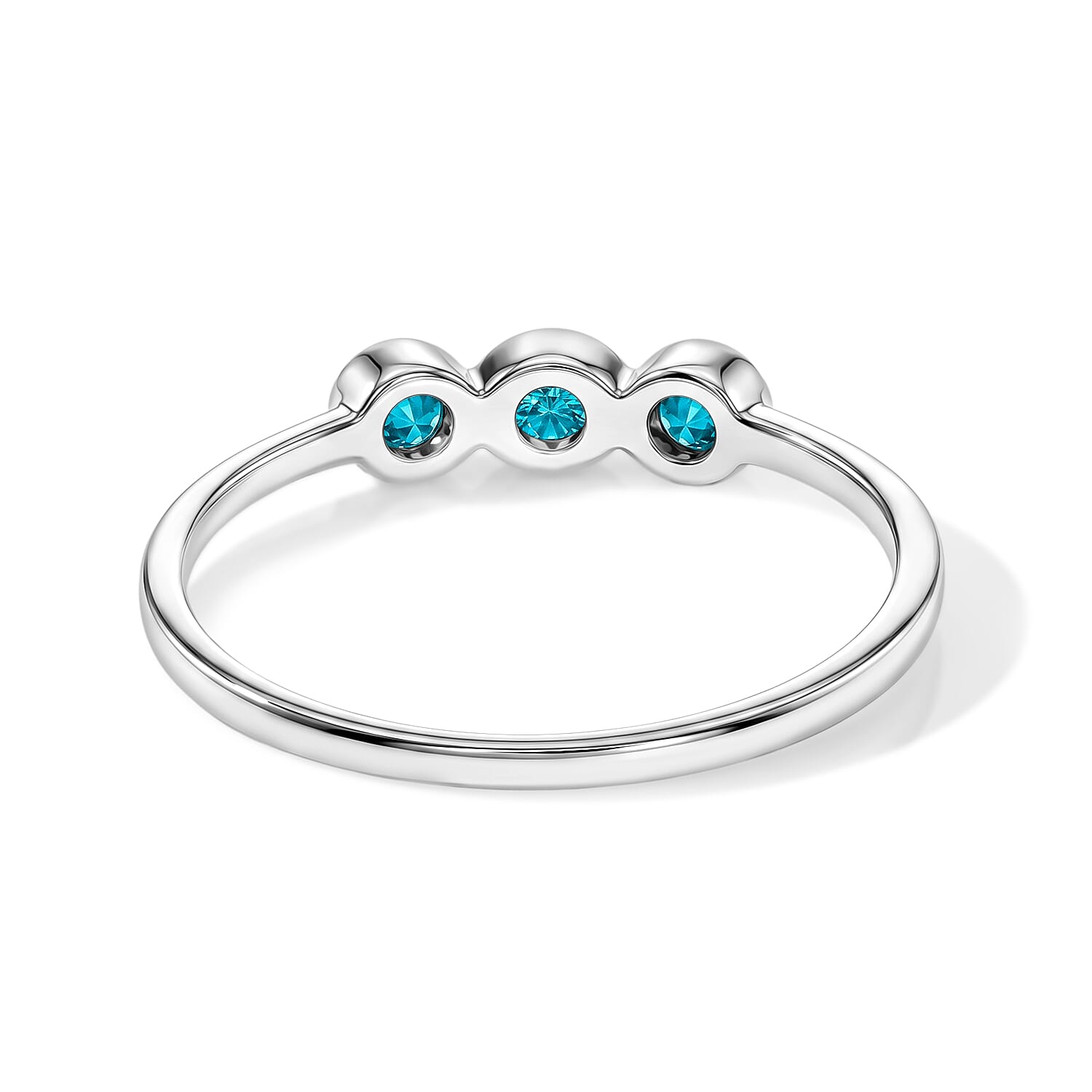 Teal Quartz 0.09 ctw 3 Stone Ring in Sterling Silver (Size 6.5)
