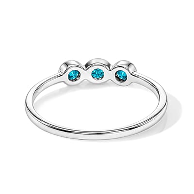 Teal Quartz 0.09 ctw 3 Stone Ring in Sterling Silver (Size 6.5)