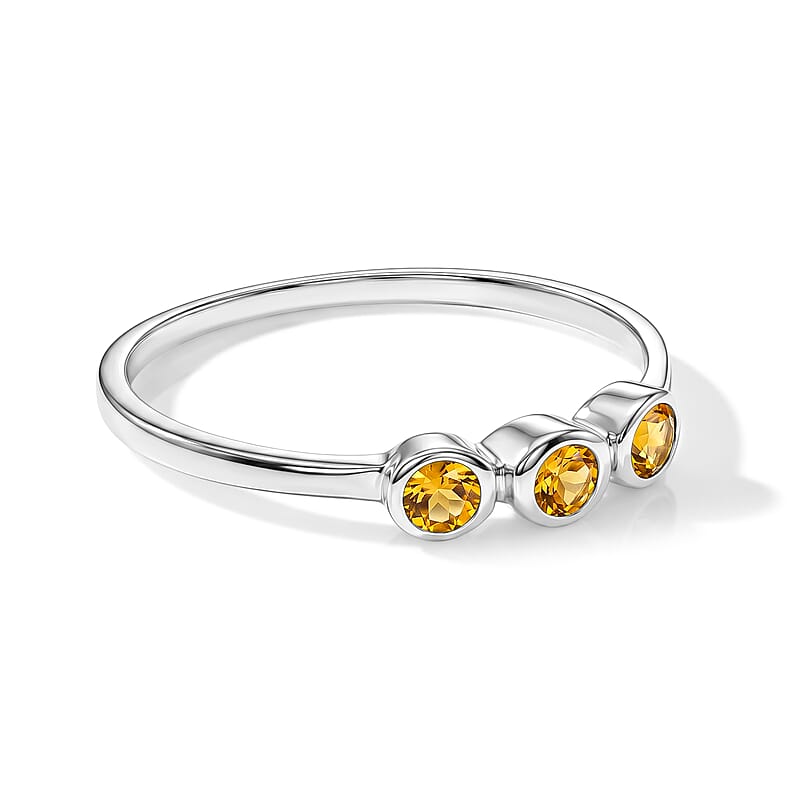 Citrine 0.11 ctw 3 Stone Ring in Sterling Silver (Size 11.0)