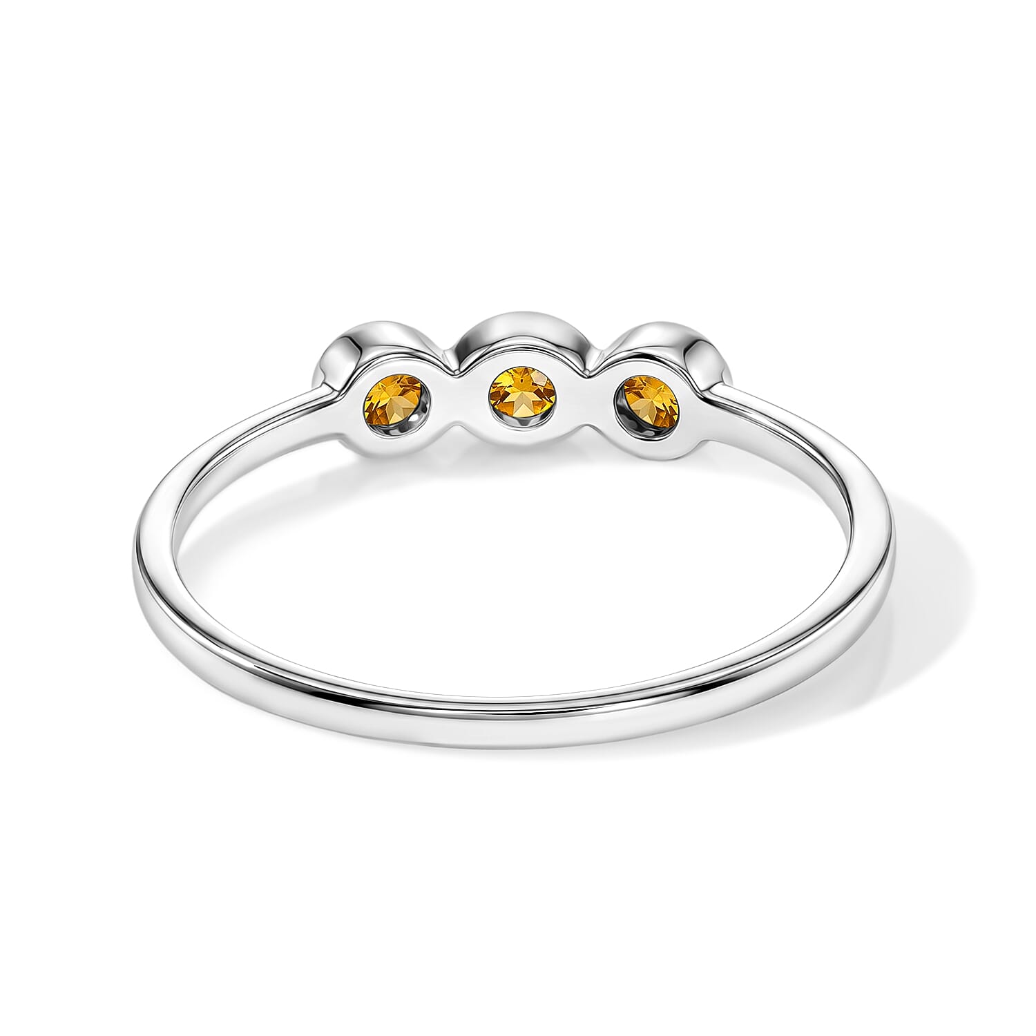 Citrine 0.11 ctw 3 Stone Ring in Sterling Silver (Size 11.0)