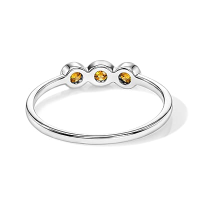 Citrine 0.11 ctw 3 Stone Ring in Sterling Silver (Size 11.0)