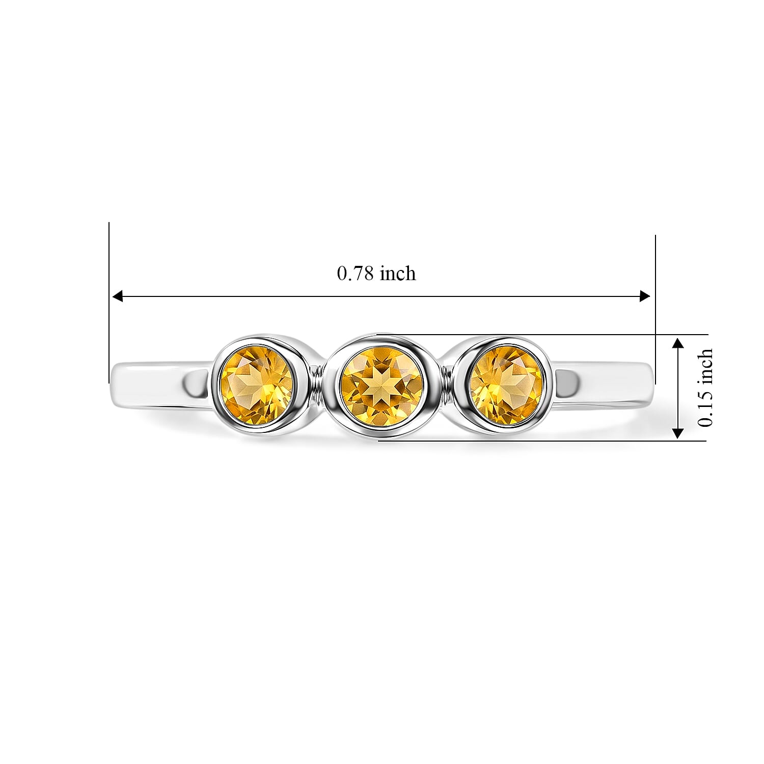 Citrine 0.11 ctw 3 Stone Ring in Sterling Silver (Size 11.0)