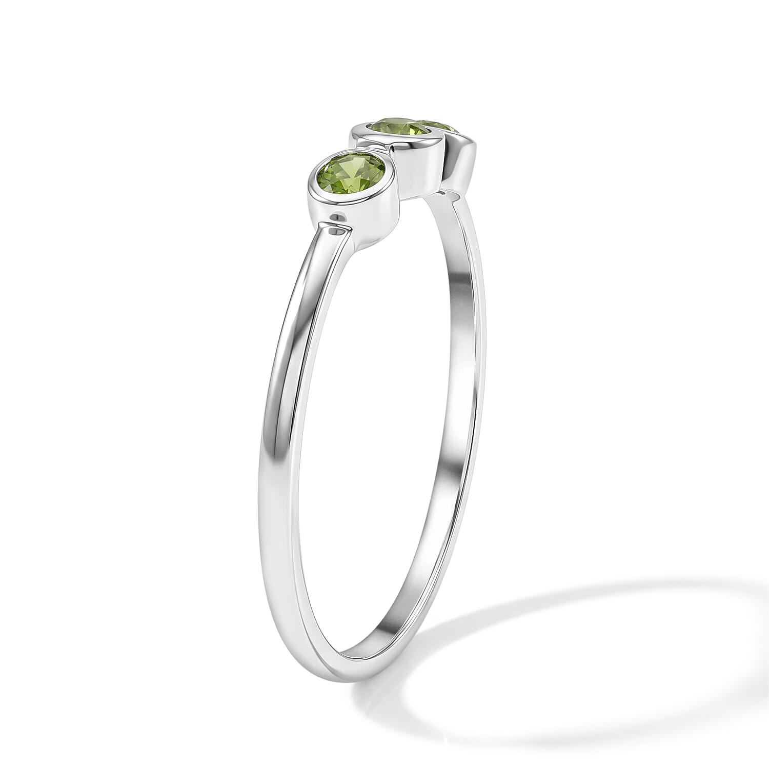 Hebei Peridot 0.09 ctw 3 Stone Ring in Sterling Silver (Size 6.0)