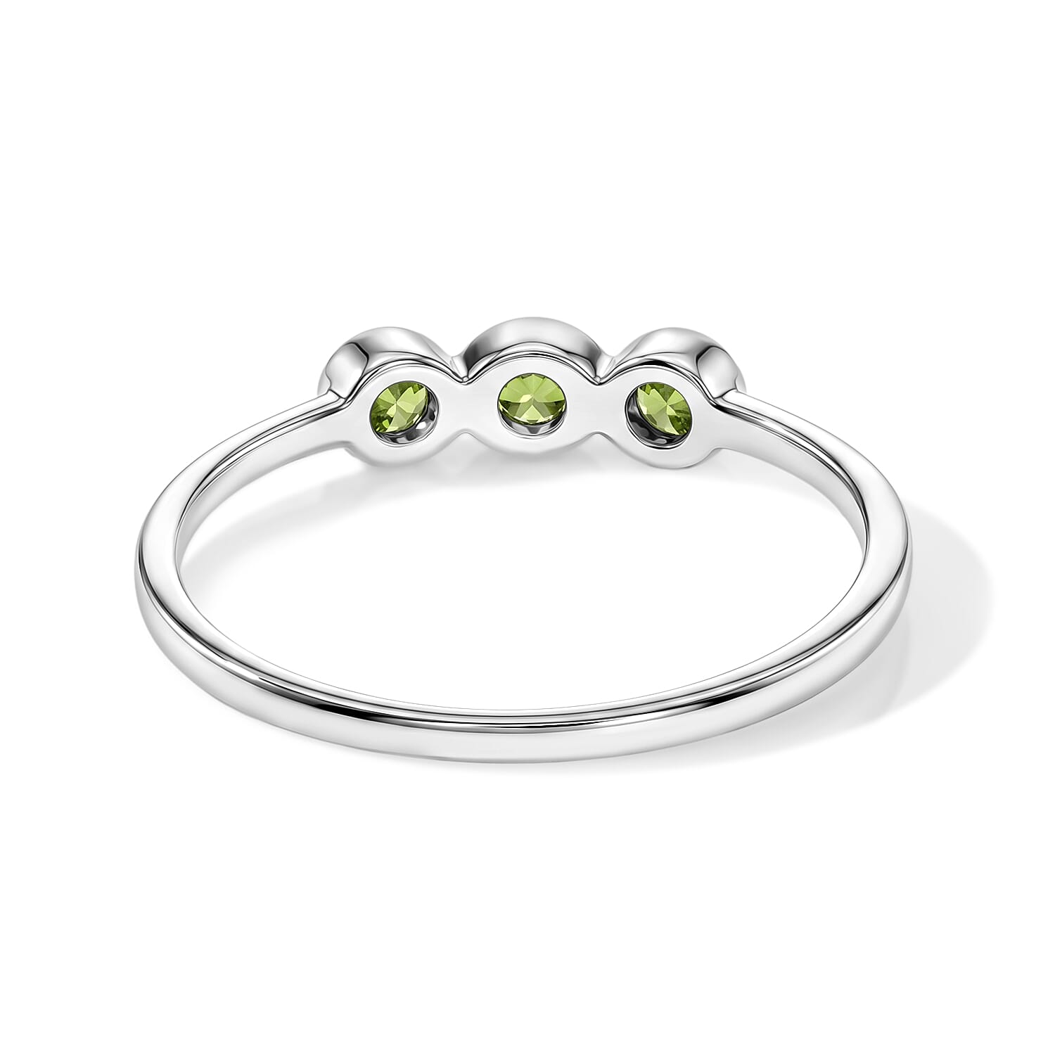Hebei Peridot 0.09 ctw 3 Stone Ring in Sterling Silver (Size 6.0)