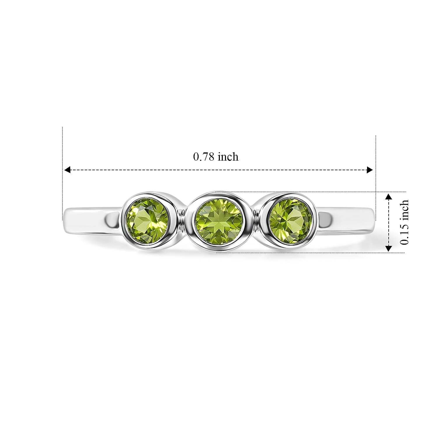 Hebei Peridot 0.09 ctw 3 Stone Ring in Sterling Silver (Size 6.0)