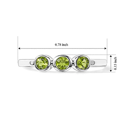 Hebei Peridot 0.09 ctw 3 Stone Ring in Sterling Silver (Size 6.0)
