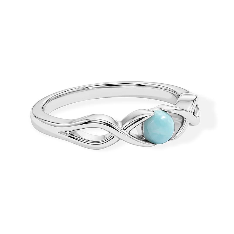 Larimar 0.25 ctw Infinity Ring in Sterling Silver (Size 7.0)