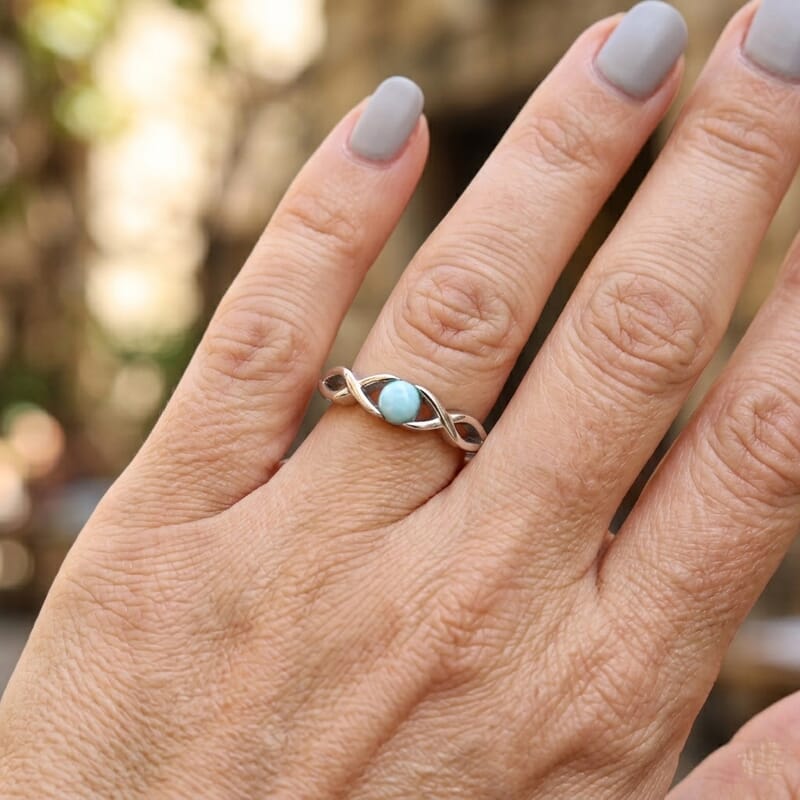 Larimar 0.25 ctw Infinity Ring in Sterling Silver (Size 7.0)