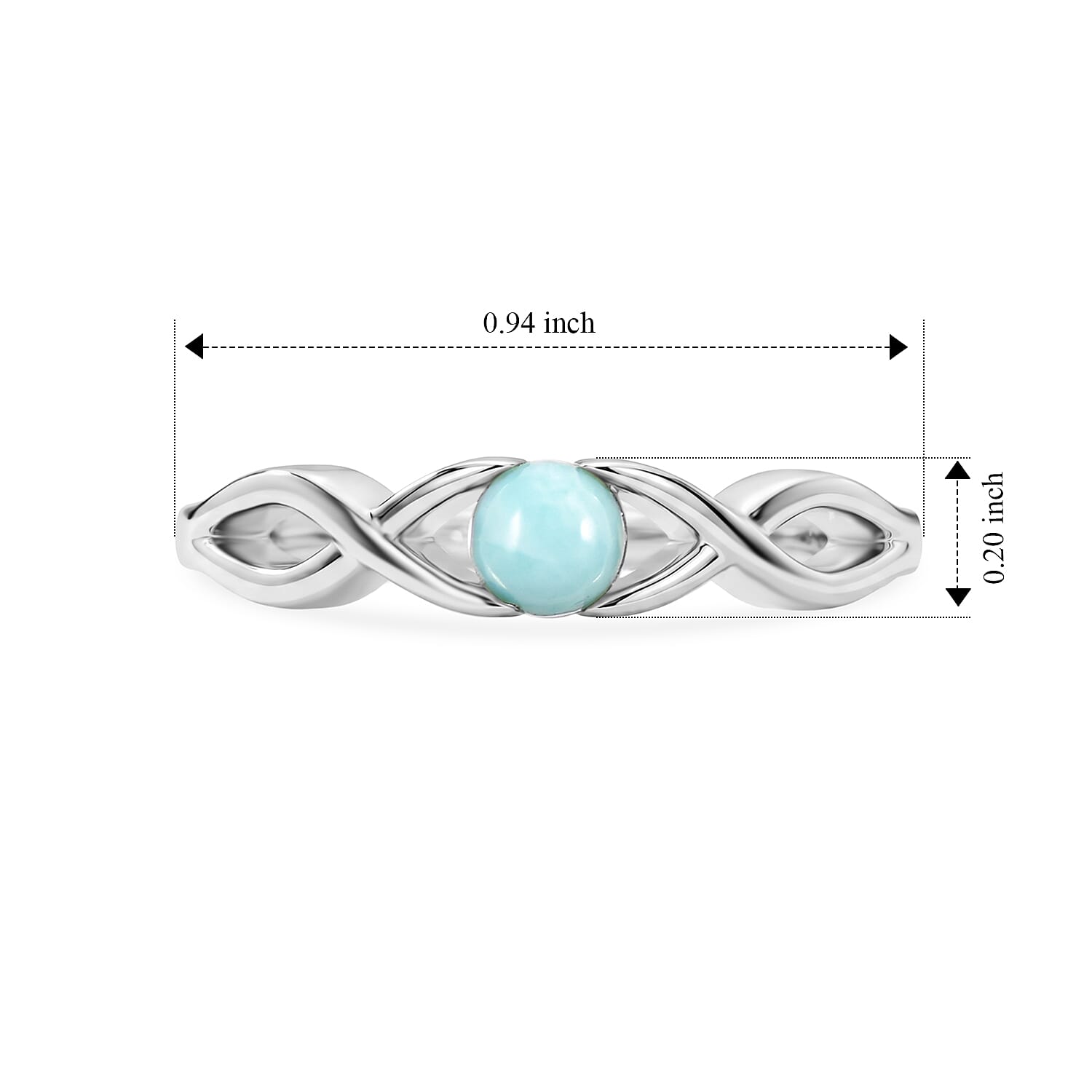 Larimar 0.25 ctw Infinity Ring in Sterling Silver (Size 7.0)