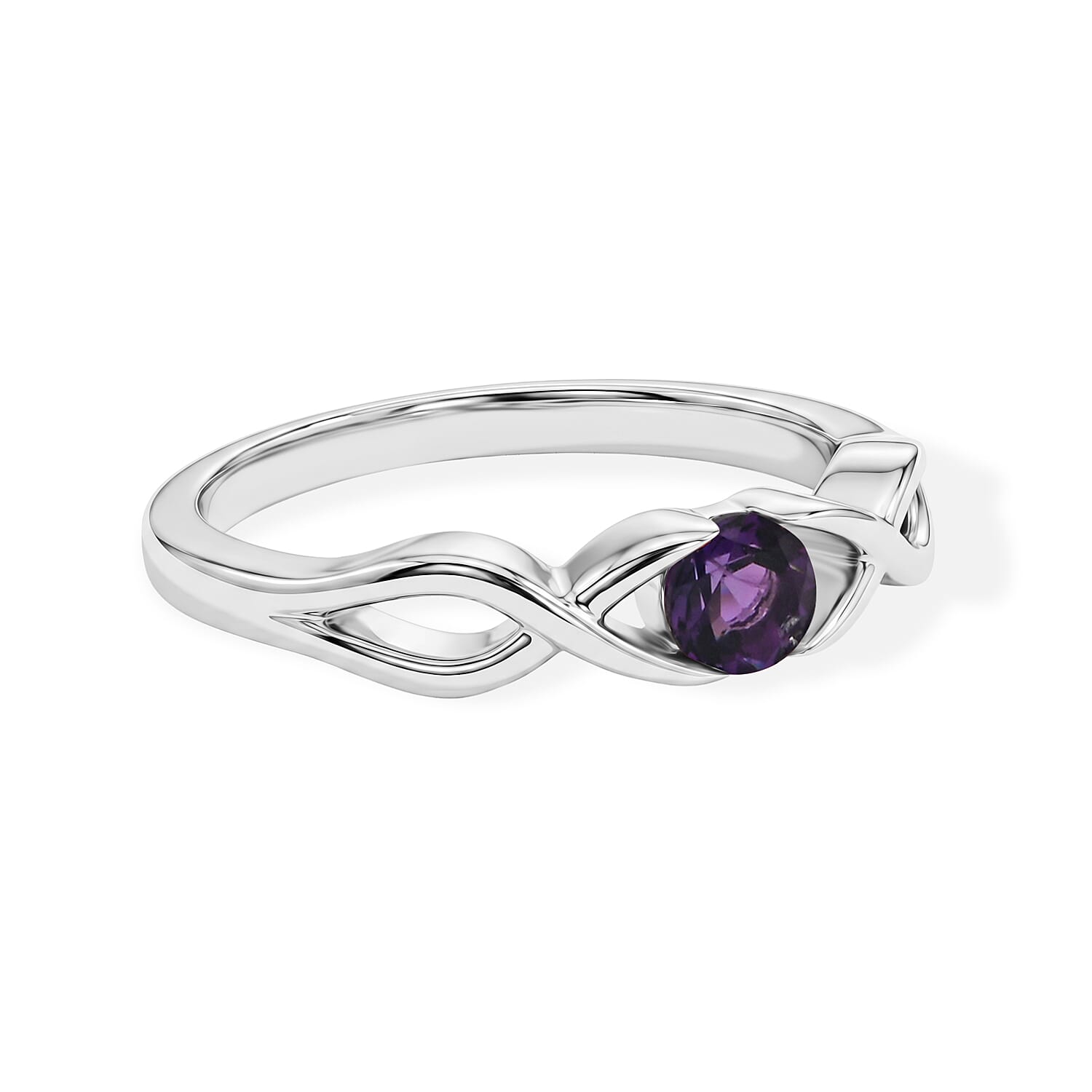 Amethyst 0.25 ctw Infinity Ring in Sterling Silver (Size 7.0)