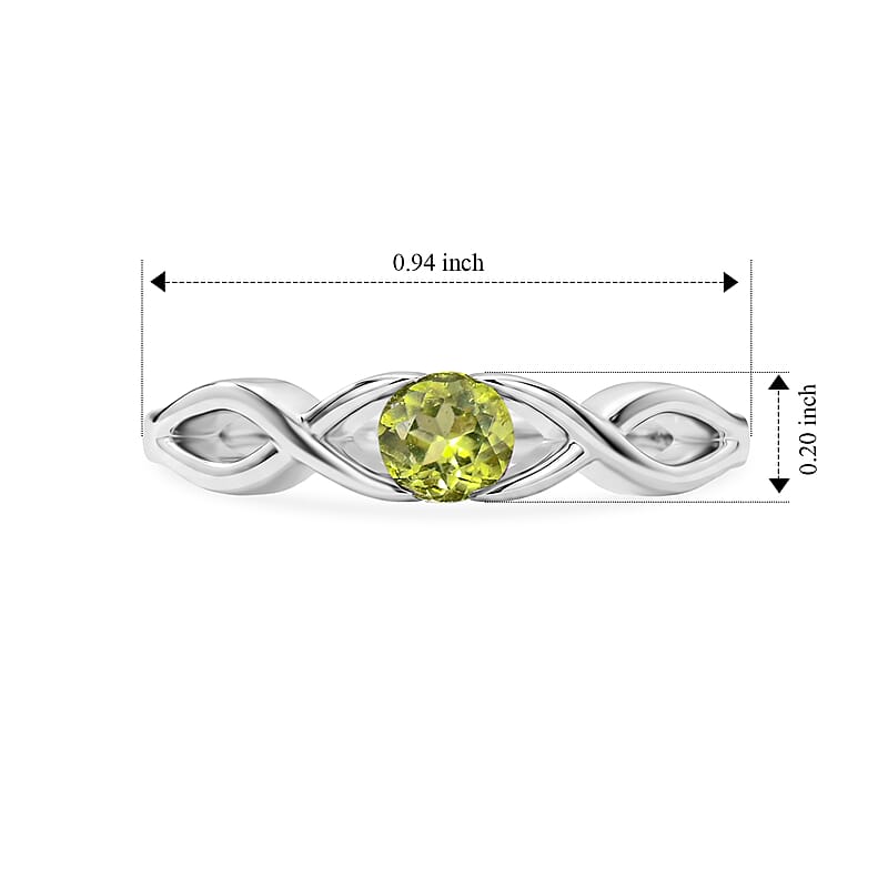 Hebei Peridot 0.25 ctw Infinity Ring in Sterling Silver (Size 8.0)