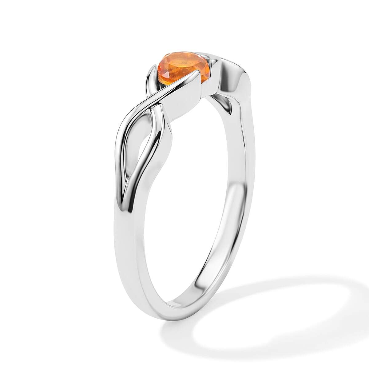 Citrine 0.25 ctw 3 Stone Ring in Sterling Silver (Size 8.0) image number 3