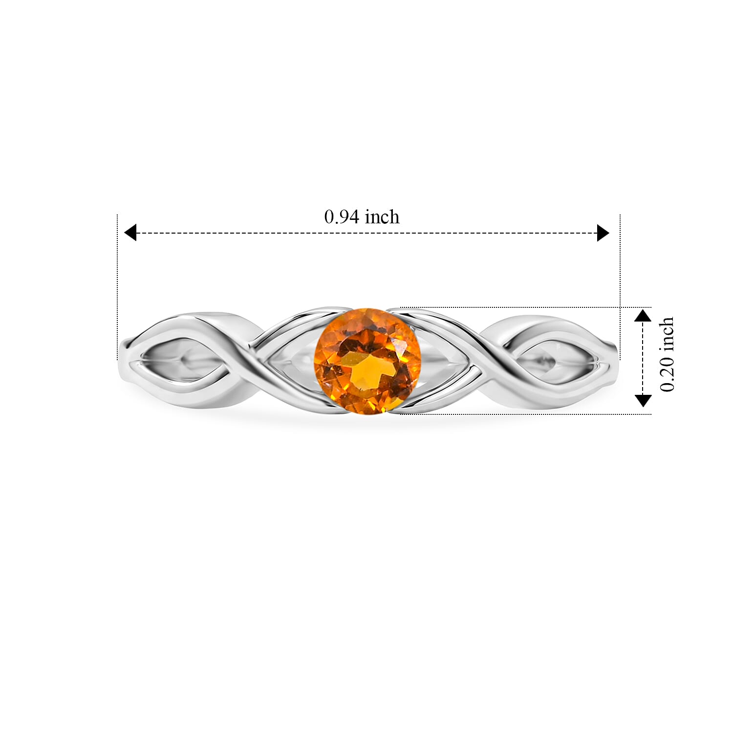 Citrine 0.25 ctw Infinity Ring in Sterling Silver (Size 8.0)