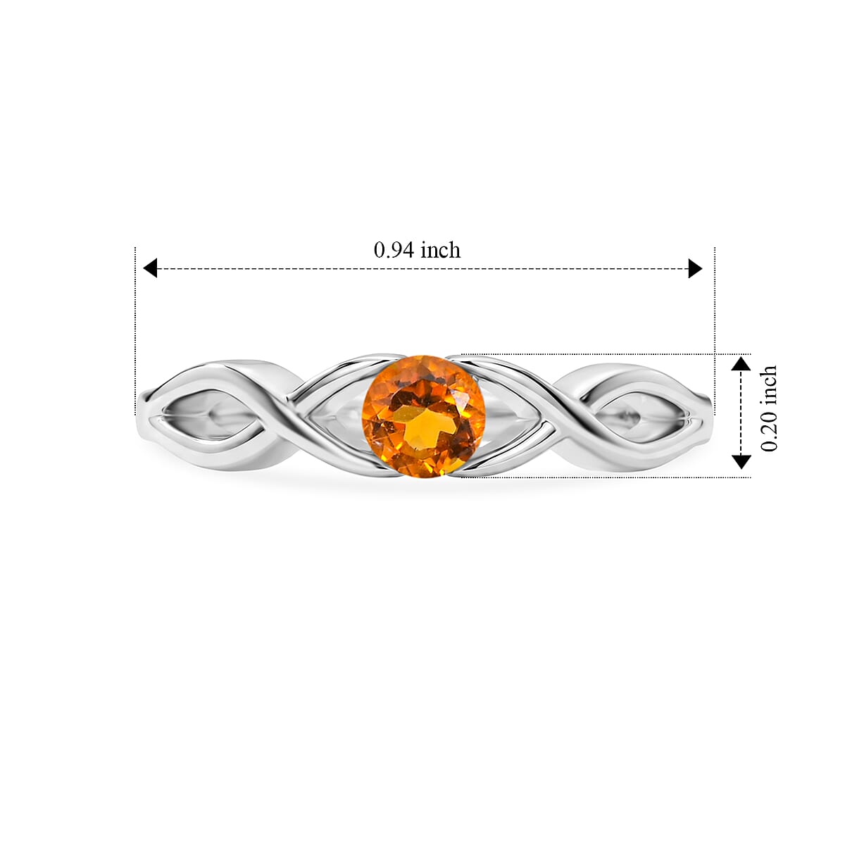 Citrine 0.25 ctw 3 Stone Ring in Sterling Silver (Size 8.0) image number 5