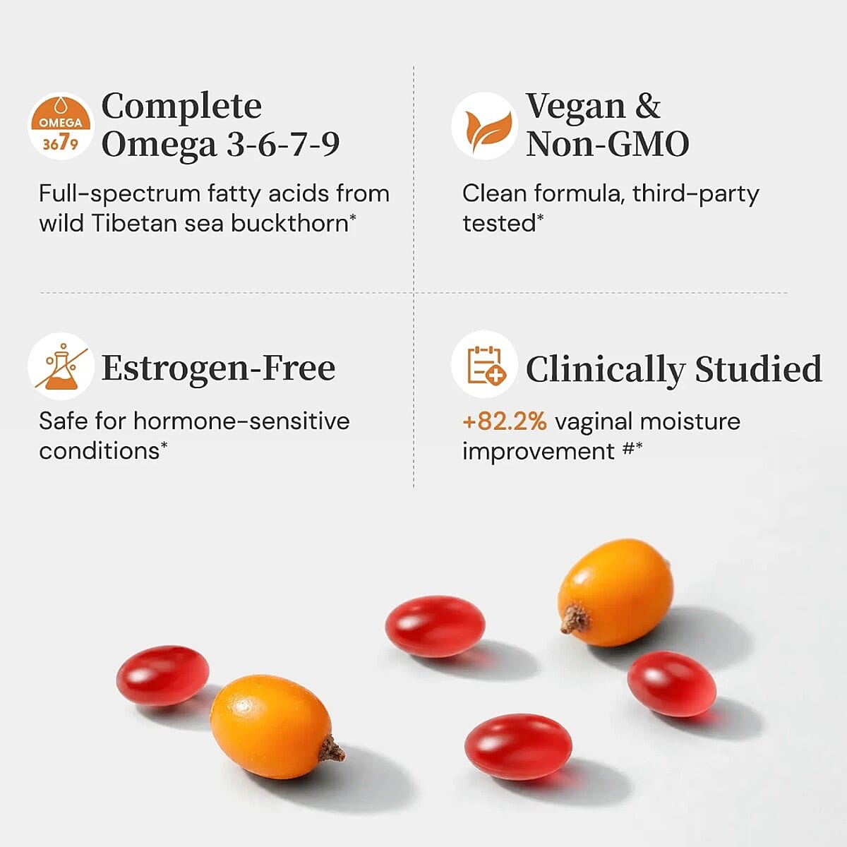 Orofill Revive Tibetan Sea Buckthorn Oil for Hydration (60 Vegan Softgels)