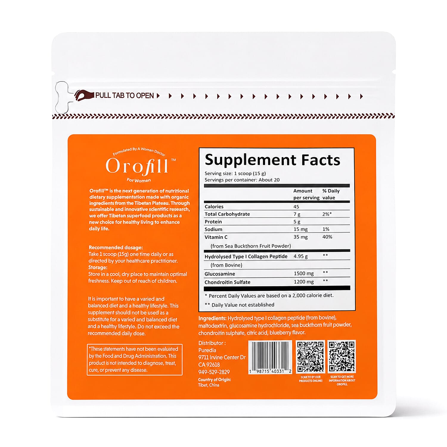 Orofill Collagen Activator Collagen & Sea Buckthorn Fruit Dietary Supplement (10.58oz)