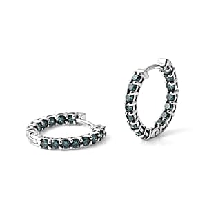 Luxuriant Lab Grown Green Diamond IR IS 2.00 ctw Earrings in Rhodium Over Sterling Silver