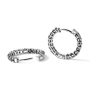 Luxuriant Lab Grown Green Diamond IR IS 2.00 ctw Earrings in Rhodium Over Sterling Silver