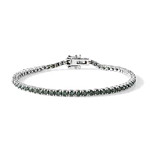 Luxuriant Lab Grown Green Diamond IR SI 4.00 ctw Bracelet in Rhodium Over Sterling Silver (7.25 In)