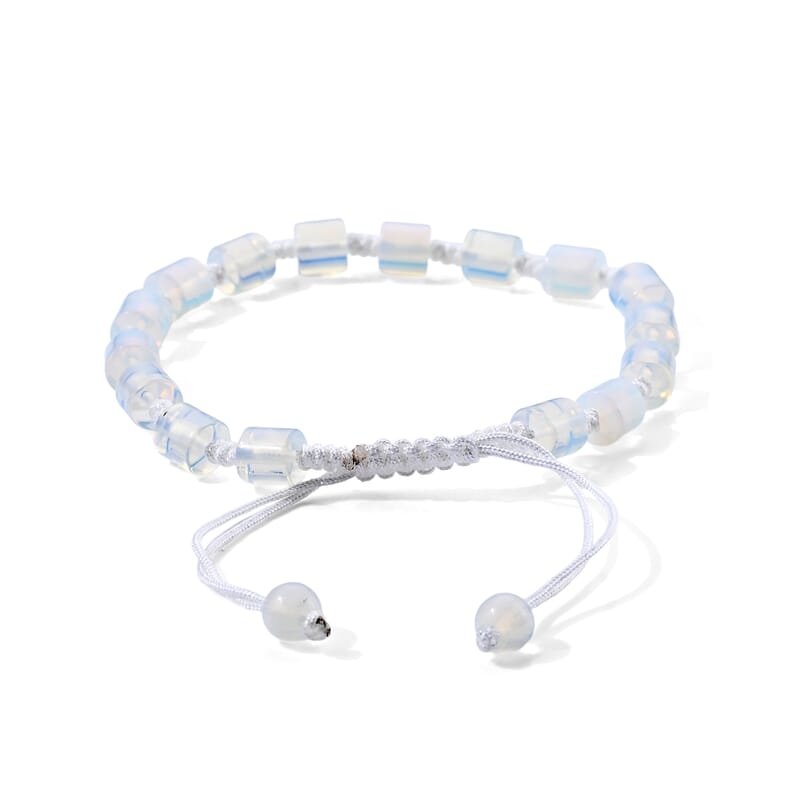 Opalite 30.00 ctw Cord Bareel Beaded Bracelet (6-9In)