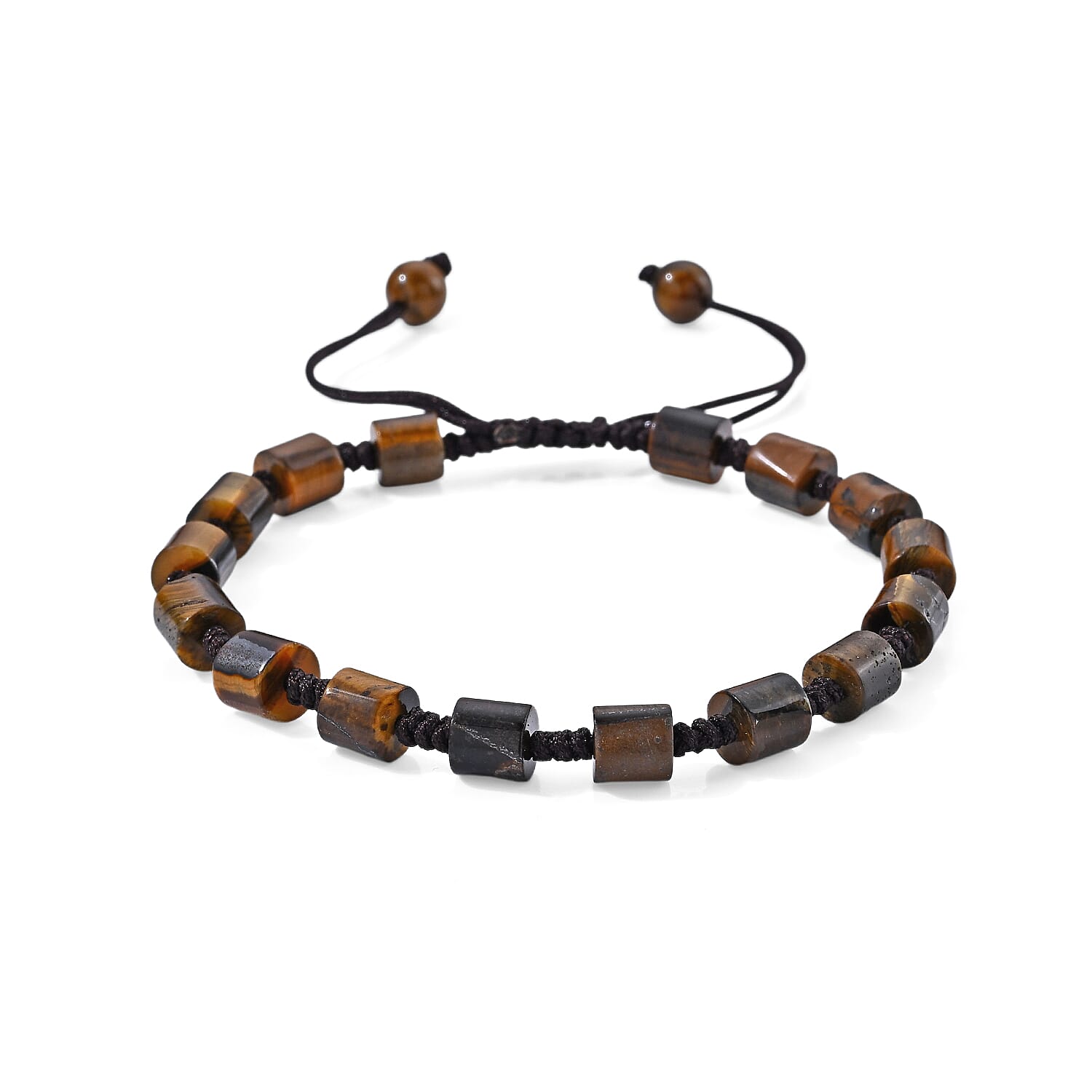 Yellow Tiger Eye 30.00 ctw Cord Beaded Bareel Bracelet (6-9In)