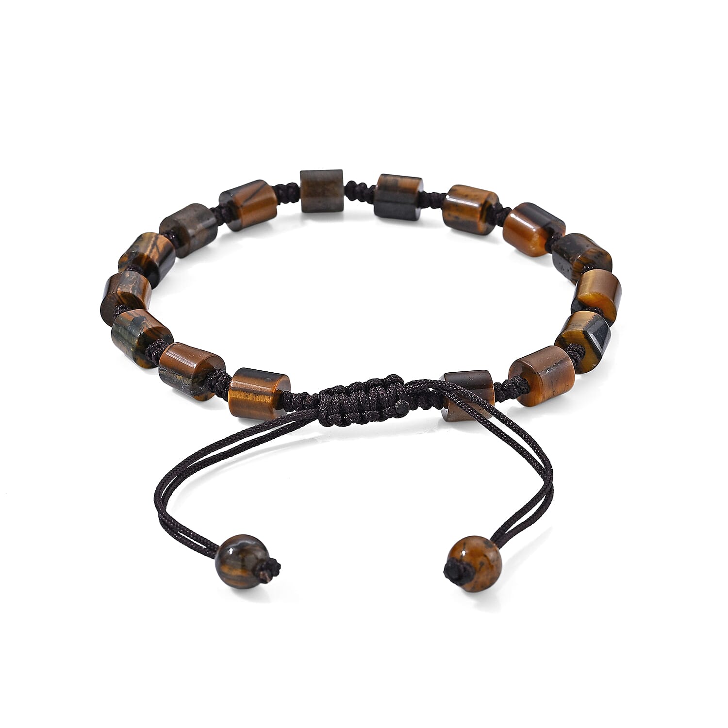 Yellow Tiger Eye 30.00 ctw Cord Beaded Bareel Bracelet (6-9In)
