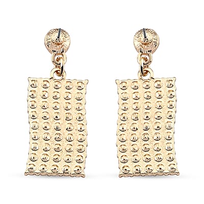 Crystal Studded USA Flag Pattern Earrings in Goldtone