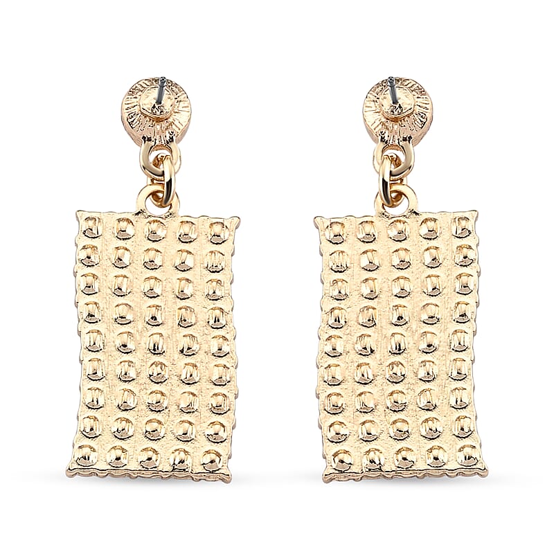 Multi Color Austrian Crystal USA Flag Pattern Earrings in Goldtone