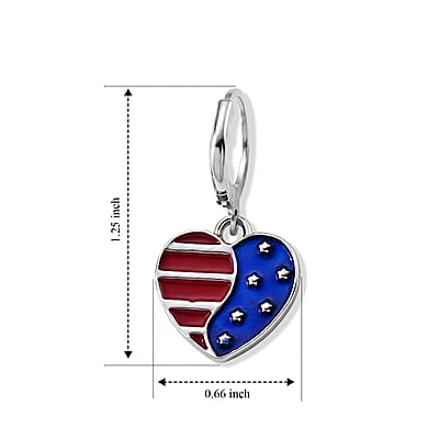Enameled USA Flag Pattern Heart Earrings