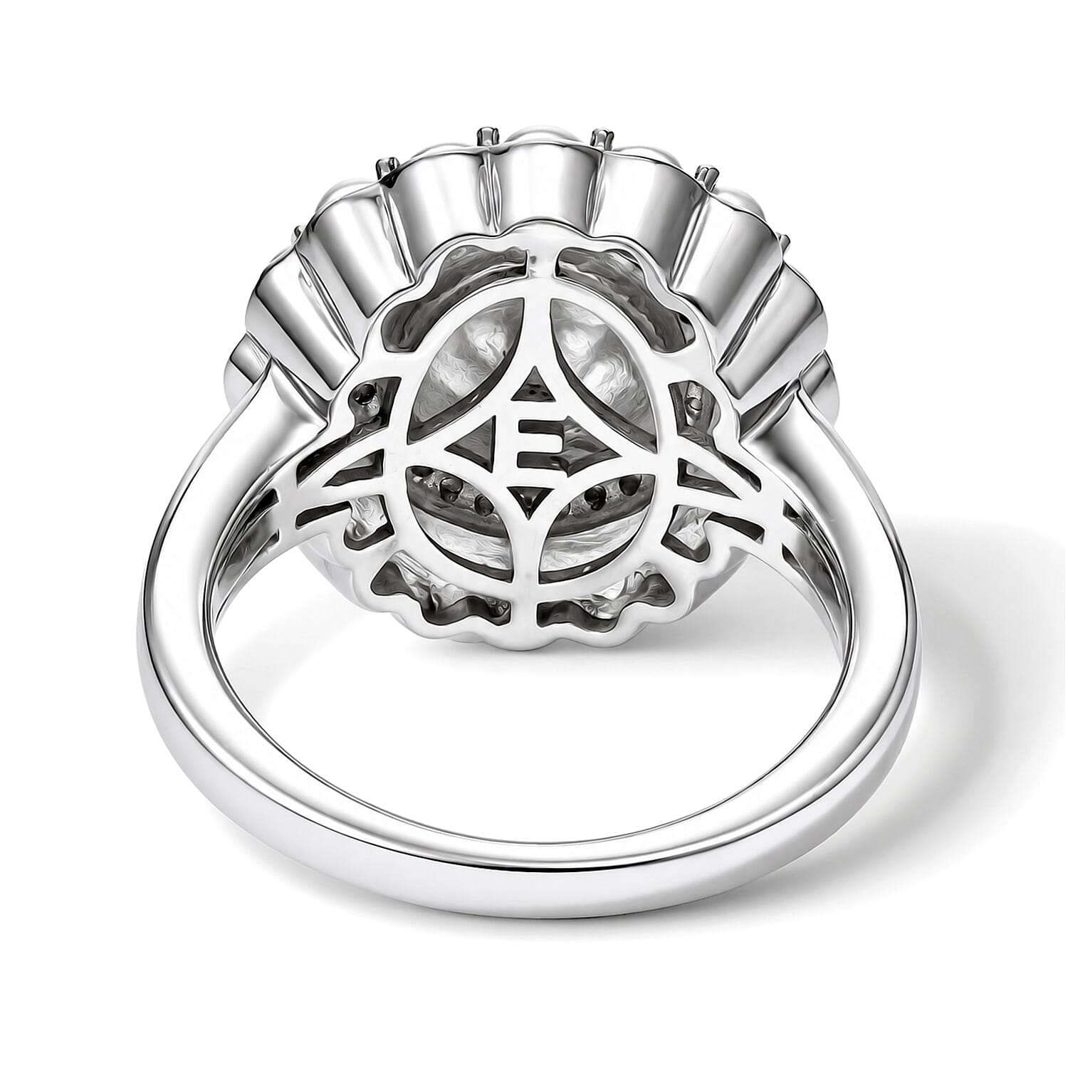 EverTrue Freshwater Pearl and White Zircon 0.25 ctw Ring in Platinum Bond (Size 5.0)