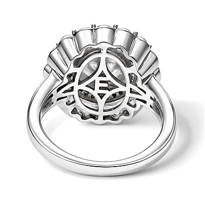 EverTrue Freshwater Pearl and White Zircon 0.25 ctw Ring in Platinum Bond (Size 5.0)