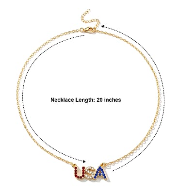 Multi Color Austrian Crystal USA Necklace (20-22 Inches) in Goldtone