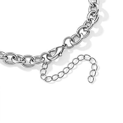 Austrian Multi Color Crystal USA Flag Pattern Charms Bracelet in Silvertone (7.5-9.5In)